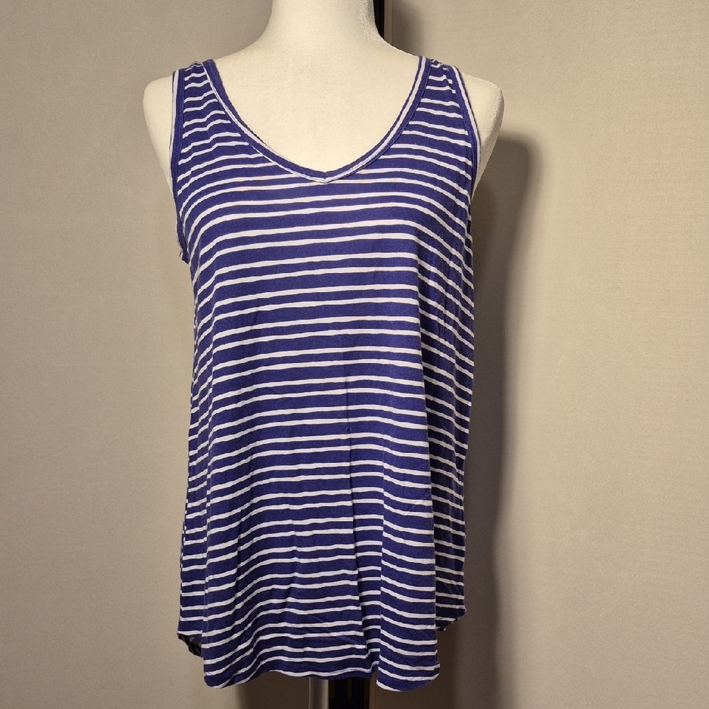 Ana Striped Blue and White Women's Tank Top - Sz. L